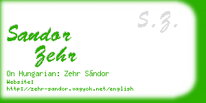 sandor zehr business card